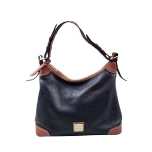 Vintage Dooney & Bourke Black with Brown Trim Pebble Leather Shoulder Bag Red